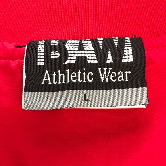 BAW Athletic Wear Red & White Two Stripe Pullover Jacket Men's Size Large - Picture 9 of 12